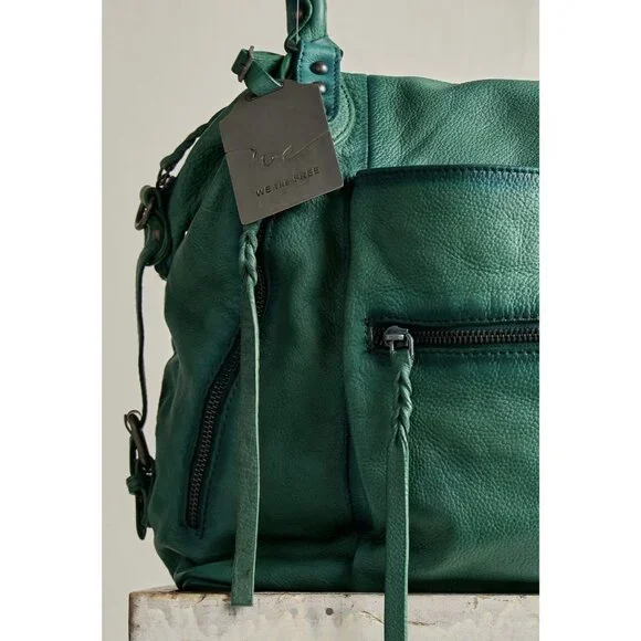 Free People We The Free Emerson Tote Bag Wash Greenery Leather NWT - Picture 3 of 11